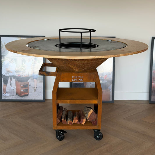 BBQ Plancha Grill Maestro XXXL Ø100cm Cortensteel - with wooden ring (Mesa)