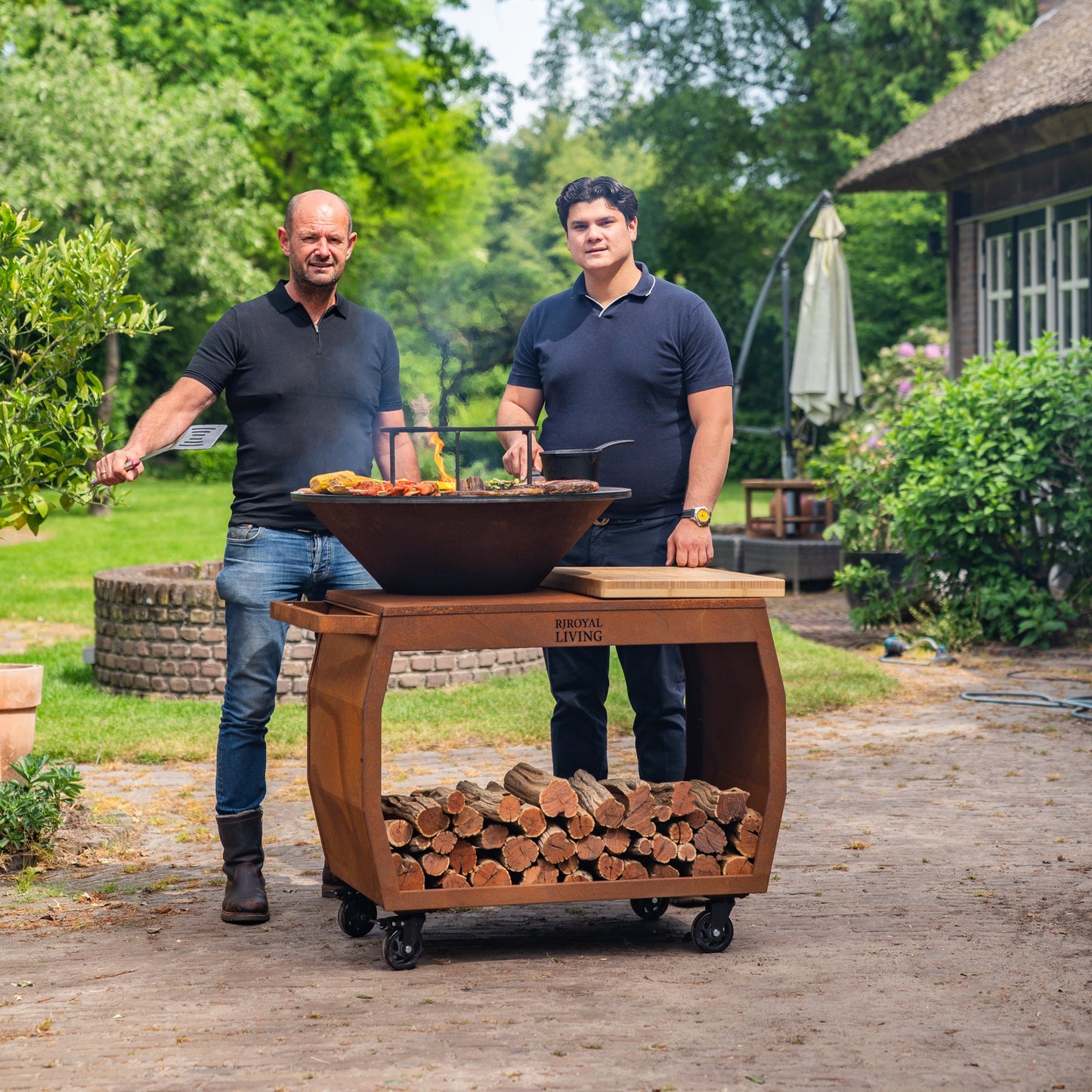 BBQ Plancha Grill Big Jack Corten steel 3.0 - With poker and wood storage