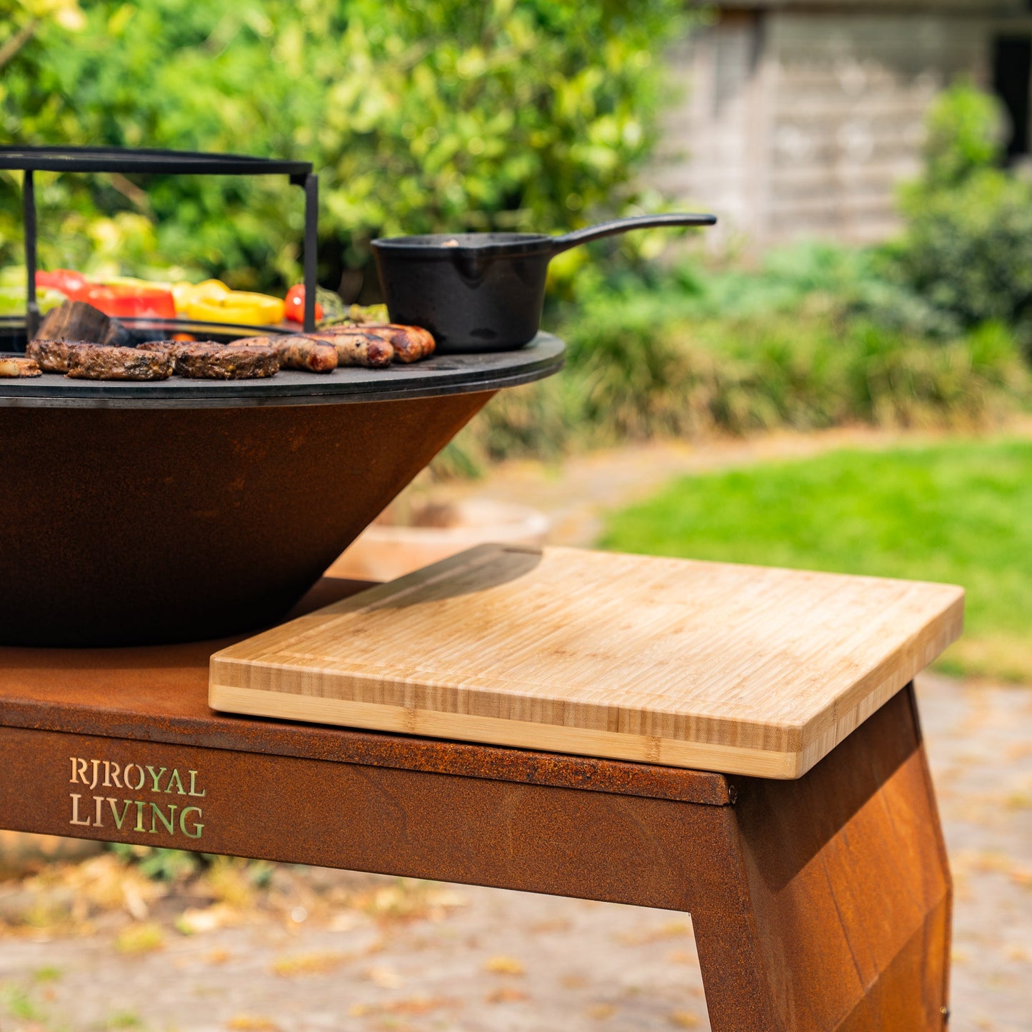 BBQ Plancha Grill Big Jack Corten steel 3.0 - With poker and wood storage