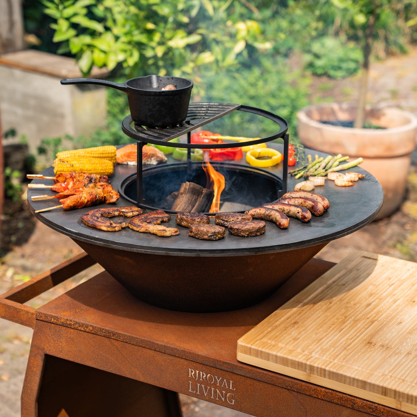 BBQ Plancha Grill Big Jack Corten steel 3.0 - With poker and wood storage
