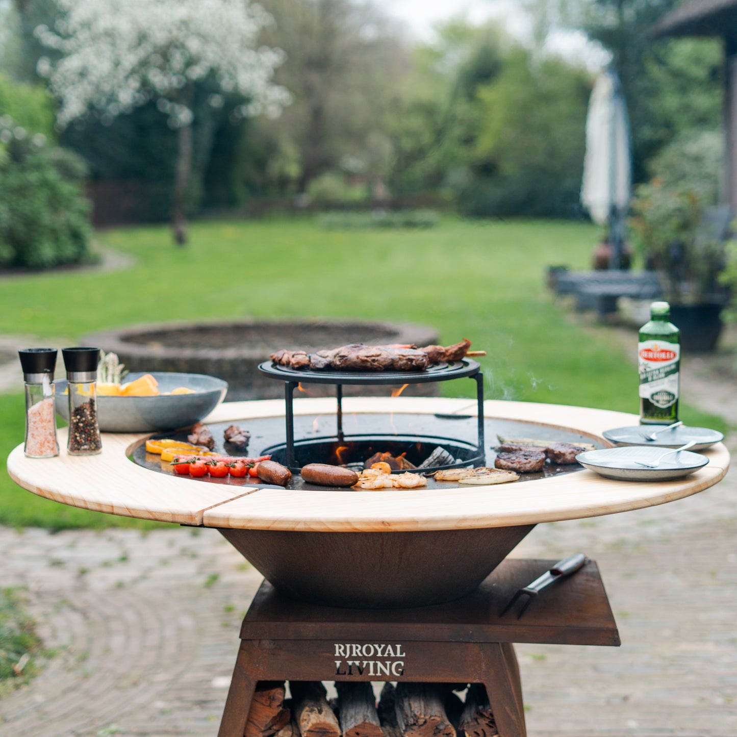 BBQ Plancha Grill Compañero XXL Cortensteel 2.0 - With wooden ring Plancha Mesa