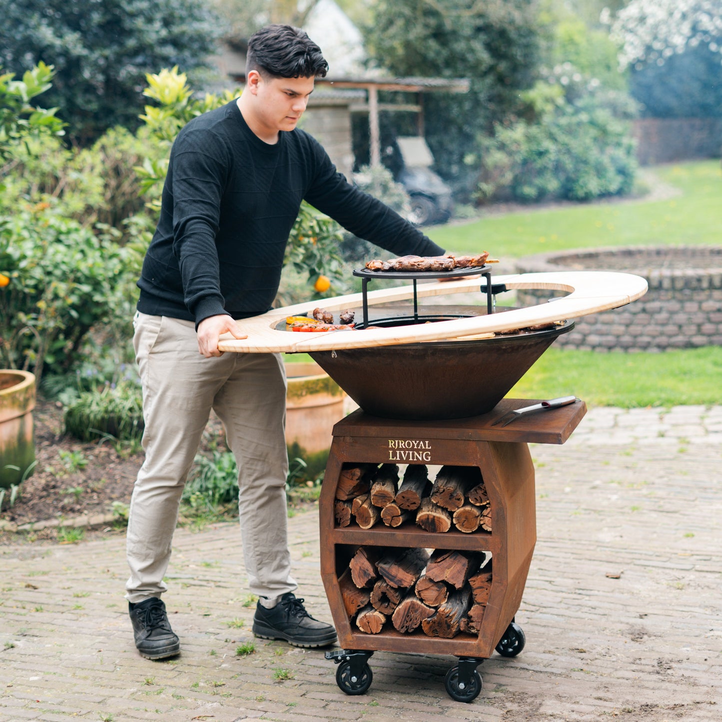 BBQ Plancha Grill Compañero XXL Cortensteel 2.0 - With wooden ring Plancha Mesa