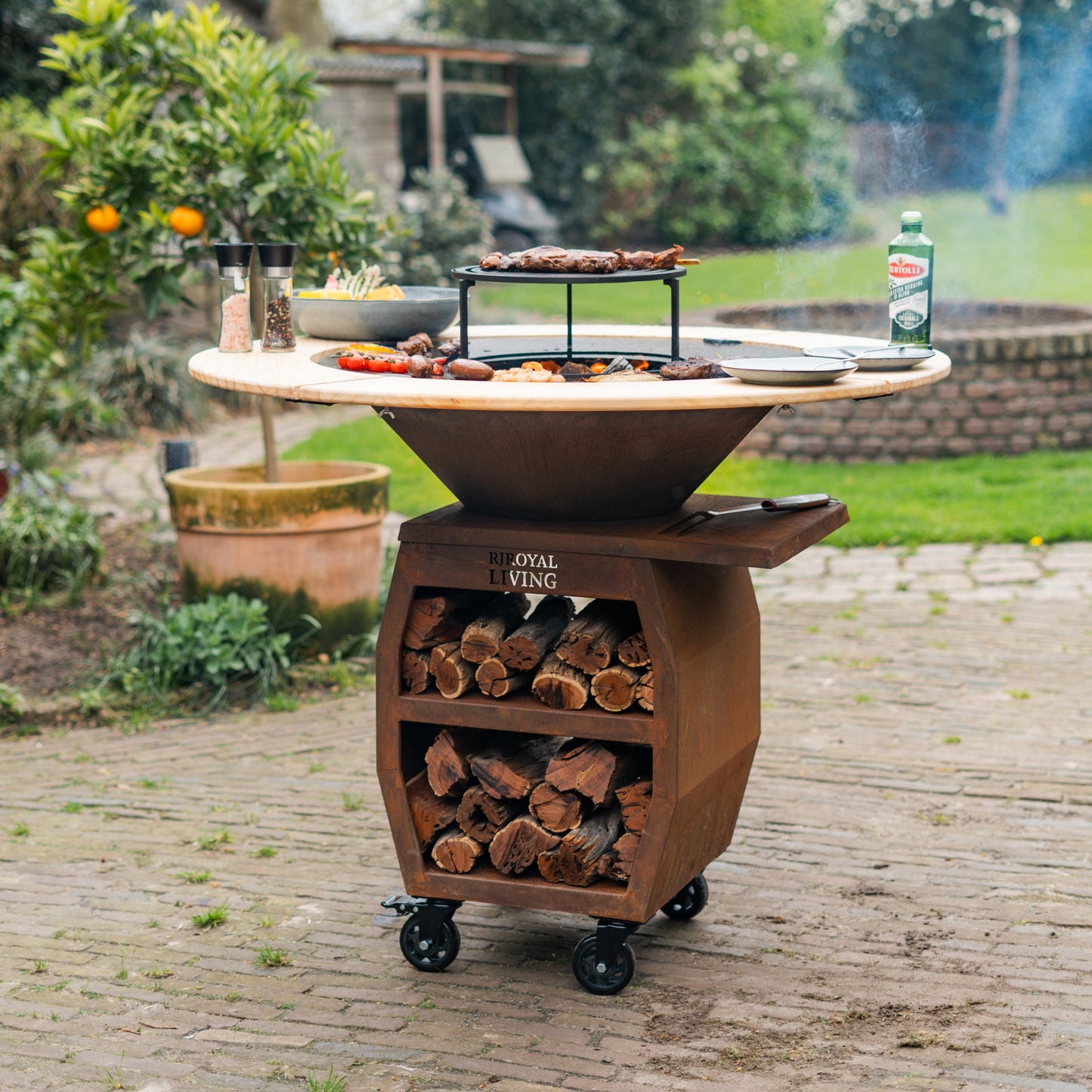 BBQ Plancha Grill Compañero XXL Cortensteel 2.0 - With wooden ring Plancha Mesa