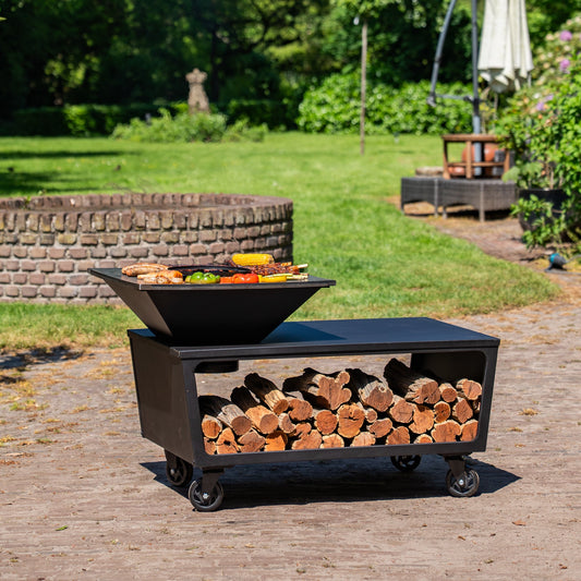 BBQ Plancha Grill Compañía - with cover and wood storage 60Ø - Without cutting board