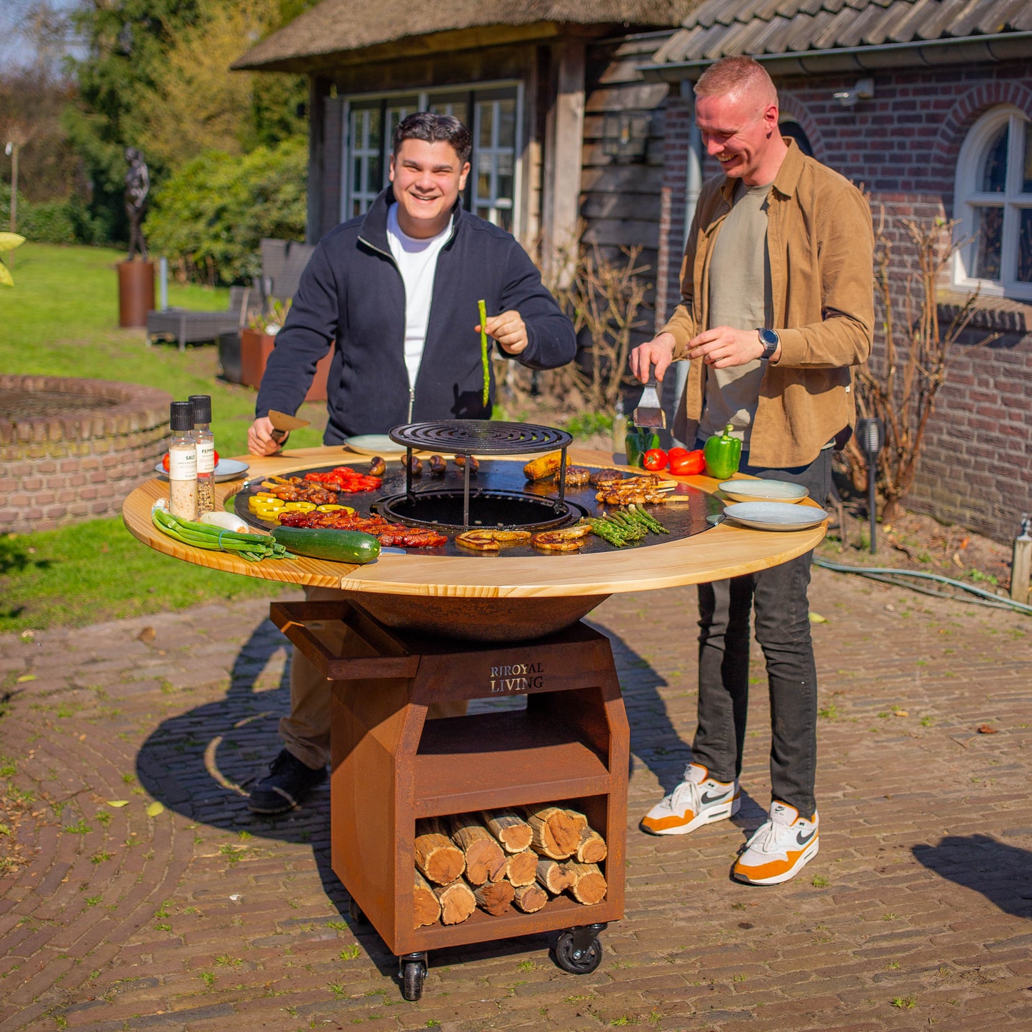 BBQ Plancha Grill Maestro XXXL Ø100cm Cortensteel - with wooden ring (Mesa)